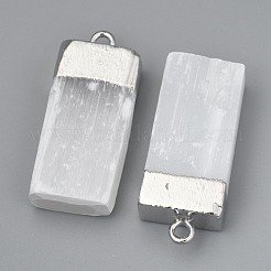 天然亜セレン酸塩ペンダント  鉄ループ付き  長方形  プラチナ  34~35.5x14.5~17x9~10mm  穴：2.5mm&nbsp;X-G-Z007-01P