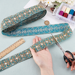 Ethnic Embroidered Polyester Sequins Trim Ribbon&nbsp;OCOR-WH0070-136A