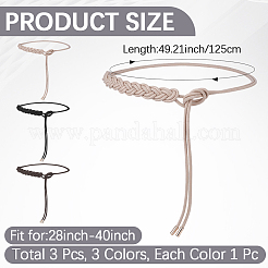 3Pcs 3 Colors PU Leather Rope Knot Tie Waist Belly Belts for Women&nbsp;AJEW-CL0003-71B
