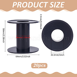 ワイヤー用プラスチック空スプール20個  スレッドボビン  ブラック  ボビン：28x58mm  バックプレーン：64x2.5mm  穴：25.5mm&nbsp;KY-PH0002-09