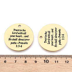 ステンレスペンダント201個  単語とフラットラウンド  ゴールドカラー  30x1.5mm  穴：2mm&nbsp;LS-STAS-T064-37G-23