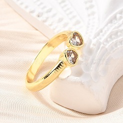 Brass Micro Pave Cubic Zirconia Cuff Rings for Women&nbsp;RJEW-F181-09G