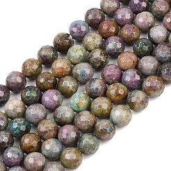 天然赤コランダムビーズ連売り  ラウンド  多面カット  10mm  穴：1mm  約40個/連  15.55''（39.5センチメートル）&nbsp;G-K405-A01-10mm