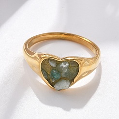 Heart Natural Aquamarine Finger Rings&nbsp;RJEW-D303-01G-02