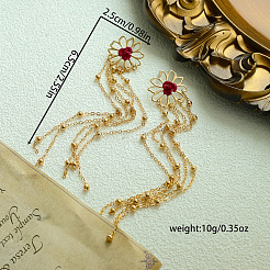 Iron Plastic Flower Tassel Stud Earrings&nbsp;FS-WG443FE-01