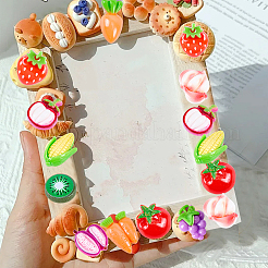 190g 不透明樹脂 果物＆野菜 粘着バック 漫画ステッカー  パイナップル、アップル、ストロベリー、コーン、カボチャ、子供のアートクラフト用デカール  混合図形  13~23x12~19x3.5~8.5mm&nbsp;RESI-SC0036-50