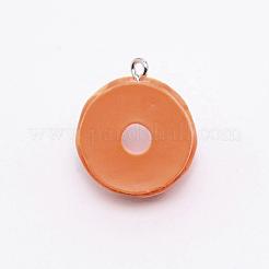 樹脂チャーム  合金パーツ  模造食品  イチゴのドーナツ  ピンク  25x21x14mm  穴：2mm&nbsp;RESI-WH0020-01B