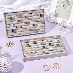 7-Slot Rectangle Velvet Wedding Ring Storage Display Trays&nbsp;AJEW-WH0471-129A