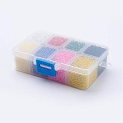 混合された12/0円形ガラスシードビーズ  ミックスカラー  2mm  穴：1mm  約12500個/箱&nbsp;SEED-X0050-2mm-16