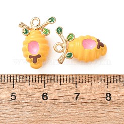 合金エナメルチャーム  ハニカムチャーム  ゴールドカラー  きいろ  17.5x12x9mm  穴：1.3mm&nbsp;ENAM-F162-02A-02