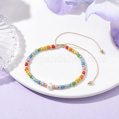 Rainbow Style Glass Seed Beads Braided Bead Bracelets for Women&nbsp;BJEW-JB10064