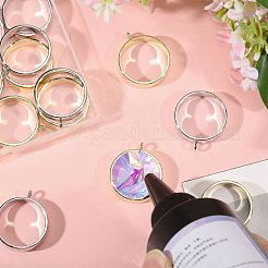 24Pcs 2 Colors Rack Plating Alloy Round Open Back Bezel Pendants&nbsp;FIND-CA0010-87