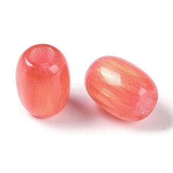レジンヨーロピアンビーズ  大穴ビーズ  模造キャットアイ  バレル  レッド  16x12mm  穴：5.2mm&nbsp;RESI-F055-11B