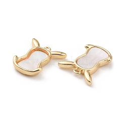 Rack Plating Brass Cow Head Charms with Shell&nbsp;KK-A183-51G