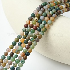 Frosted Round Natural Indian Agate Beads&nbsp;G-J338-02-4mm