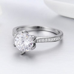 Anti-Tarnish Rhodium Plated 925 Sterling Silver Couple Rings&nbsp;RJEW-FF0007-20P-16mm