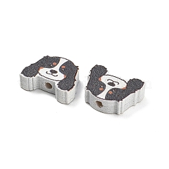 プリントウッドビーズ  犬  濃いグレー  15x19.5x6mm  穴：2.5mm&nbsp;WOOD-D289-01I