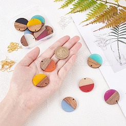 DIY 8 Pairs Flat Round Resin & Walnut Wood Earring Makings&nbsp;DIY-FH0001-93