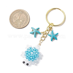 Glass and Synthetic Turquoise Turtle keychains&nbsp;KEYC-MZ00040-05