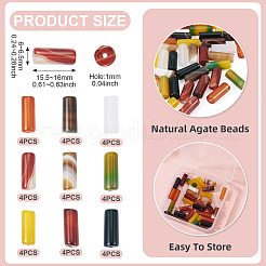 天然瑪瑙ビーズセット 36色 9個  染め＆加熱  コラム  ミックスカラー  15.5~16x6~6.5mm  穴：1mm  4個/カラー&nbsp;G-TA0002-75