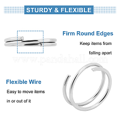 ステンレススティールスプリットリング  ダブルループ丸カン  ステンレス鋼色  8x0.6mm  内径約6.8mm  190個/ 20g&nbsp;STAS-PH0002B-05P