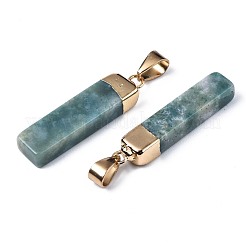 天然苔瑪瑙のペンダント  金色の鉄のピンチベイル付き  長方形  34x7~8x5mm  穴：7x4mm&nbsp;G-S359-313A