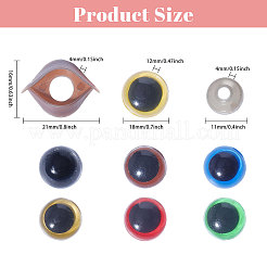 140Pcs 7 Colors Half Round Plastic Craft Safety Eyes & Eyelid Sets&nbsp;DIY-GL0005-17