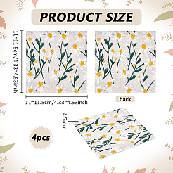 ポリエステルコースター  カップマット  デイジーの花が描かれた正方形  カラフル  110~115x110~115x4.5mm&nbsp;AJEW-WH0609-829
