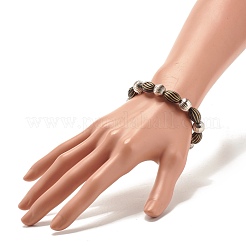 女性のための溝付きアクリル＆プラスチックビーズブレスレットブレスレット  プラチナ  ブラック  内径：2-1/4インチ（5.7cm）&nbsp;BJEW-JB07567