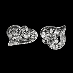 バレンタインデーの透明アクリルパーツ  ハートと花のチャーム  透明  27.5x29x4.5mm  穴：2.8mm  約312個/500g&nbsp;TACR-G048-02A