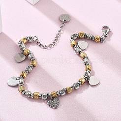 Punk Style 304 Stainless Steel Column Link Charm Bracelets for Women&nbsp;BJEW-C089-14GP