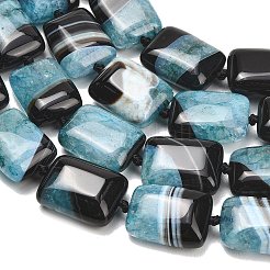 天然石瑪瑙ビーズ連売り  染め＆加熱  長方形  アクアマリン  19~20.5x13.5~15.5x6.5~8.5mm  穴：1.2~1.4mm  約19個/連  16.26''~16.97''（41.3~43.1センチメートル）&nbsp;GG-L001-M01-01C
