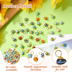 60Pcs 10 Colors Handmade Porcelain Pendants&nbsp;PALLOY-SW00168