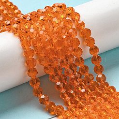 透明ガラスビーズ  ファセット（32ファセット）  ラウンド  ダークオレンジ  6mm  穴：1mm  約98個/連  20.47インチ（52cm）&nbsp;EGLA-A035-T6mm-D05