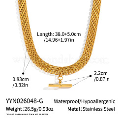 304 Stainless Steel Column Bar Pendant Mesh Chain Necklaces for Women&nbsp;GV4804-1