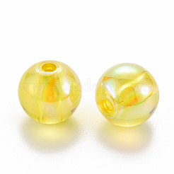 透明なアクリルビーズ  ABカラーメッキ  ラウンド  きいろ  12x11mm  穴：2.5mm  約566個/500g&nbsp;MACR-S370-B12mm-717