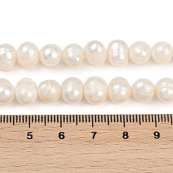 天然養殖淡水パールビーズ連売り  ポテト  グレード3a+  貝殻色  7~8mm  穴：0.7mm  約54~55個/連  14.09~14.37インチ（35.8~36.5cm）&nbsp;PEAR-I007-07X-12A
