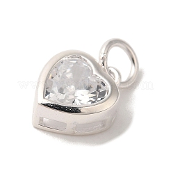 925 Sterling Silver Cubic Zirconia Heart Charms with Jump Rings&nbsp;FIND-U013-10S-05
