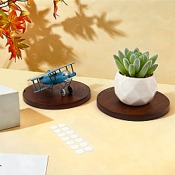 フラットラウンドい木製ディスプレイ台座1個  ステッカー付き  ココナッツブラウン  12x1.05cm&nbsp;AJEW-WH0485-37B