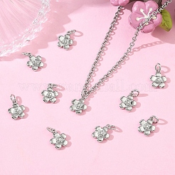 シーグレース真鍮ペンダント  花のチャーム  カドミウムフリー＆ニッケルフリー＆鉛フリー  丸カン付き  プラチナ  9.5x7.5x2.5mm  穴：2.5mm&nbsp;XGRQ3D002-472P