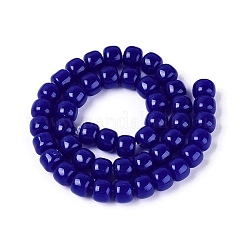 ジェイド風ガラスビーズ連売り  コラム  ダークブルー  9.5~10x8mm  穴：1~1.2mm  約45~49個/連  14.17~16.14インチ（36~41cm）&nbsp;GLAA-Q106-02A-A04