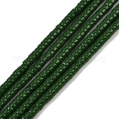 天然石ホワイトジェイドビーズ連売り  染め  ディスク  ヒシビーズ  濃い緑  4~4.5x2~2.5mm  穴：0.5~0.7mm  約172~173個/連  14.92''~15.20''（37.9~38.6センチメートル）&nbsp;G-H230-84