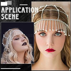 ABS Imitation Pearl & Rhinestone Mesh Headpiece Cap&nbsp;AJEW-WH20017-85P