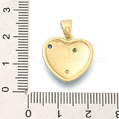 真鍮マイクロパヴェラインストーンペンダント  エナメル  長持ちメッキ  ハート  ゴールドカラー  17.5x17.5x3mm  穴：4.5mm&nbsp;KK-S049-13G