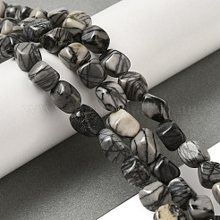 Natural Black Silk Stone/Netstone Beads Strands&nbsp;G-B078-D20-01
