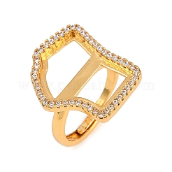 Irregular Rectangle Brass Micro Pave Cubic Zirconia Pad Ring Settings&nbsp;KK-Z122-19G