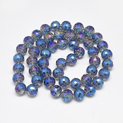 電気メッキガラスビーズセット  虹メッキ  艶消し  多面カット  ラウンド  藤紫色  12mm  穴：1.5mm  約48~50個/連  21.25~22.04インチ（54~56cm）&nbsp;EGLA-Q086-12mm-03