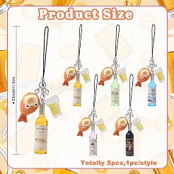 5Pcs Resin Mobile Straps&nbsp;HJEW-YW00291