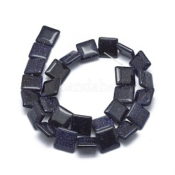 合成ブルーゴールドストーン青金砂石ビーズ連売り  正方形  14x14x4.5mm  穴：1mm  約28個/連  15.3インチ（39cm）&nbsp;G-G793-16A-02