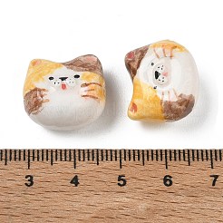 手作り樹脂粘土ビーズ  猫の形  サドルブラウン  15~18x18~20x10~13mm  穴：1.7~1.9mm&nbsp;PY-CBABDB7-04B